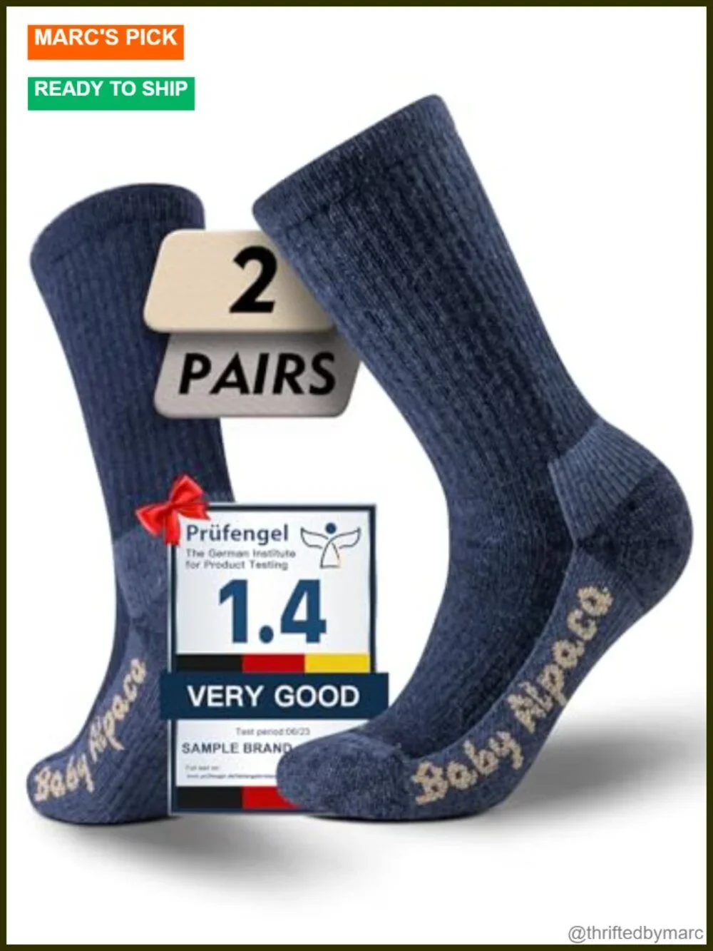 Alpaca Wool Heavyweight Thermal Hiking Socks Men's Crew